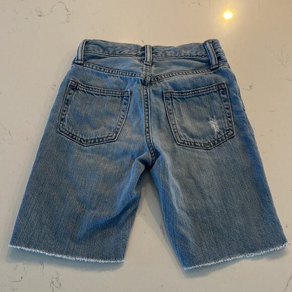 GAP Distressed Denim Blue Adjustable Waistband Jean Shorts Size Youth 7 - Picture 2 of 3